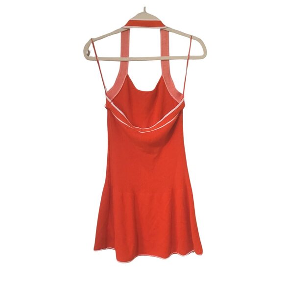 $88. Anthropologie Daily Practice Full Speed Red Halter Dress. Size M. - Picture 7 of 11